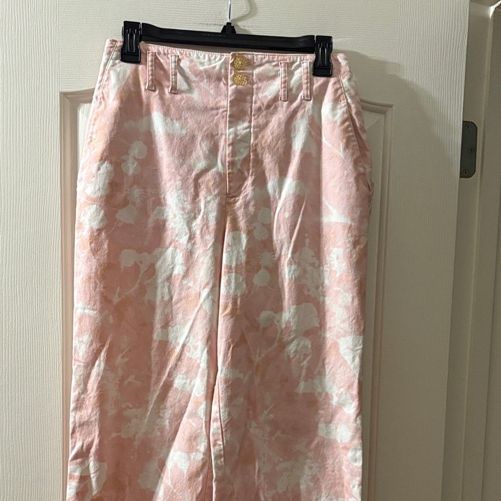 By Anthropologie EUC Floral Print Bleached Pink, White and Brown Spots size 8T